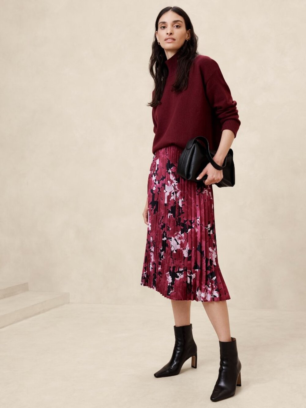 NWT Banana Republic Silky Pleated Midi Skirt Size 8
